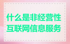 什么是非经营性互联网信息服务