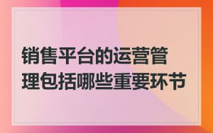 销售平台的运营管理包括哪些重要环节