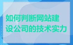 如何判断网站建设公司的技术实力