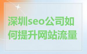 深圳seo公司如何提升网站流量