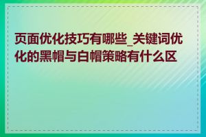 页面优化技巧有哪些_关键词优化的黑帽与白帽策略有什么区别