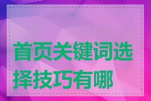 首页关键词选择技巧有哪些