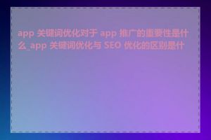 app 关键词优化对于 app 推广的重要性是什么_app 关键词优化与 SEO 优化的区别是什么