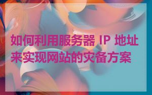 如何利用服务器 IP 地址来实现网站的灾备方案