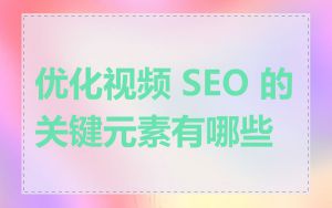 优化视频 SEO 的关键元素有哪些