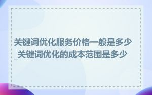 关键词优化服务价格一般是多少_关键词优化的成本范围是多少