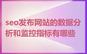 seo发布网站的数据分析和监控指标有哪些