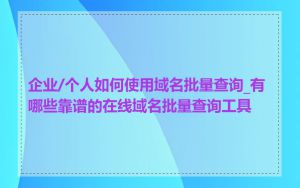 企业/个人如何使用域名批量查询_有哪些靠谱的在线域名批量查询工具
