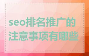 seo排名推广的注意事项有哪些
