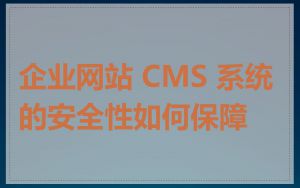 企业网站 CMS 系统的安全性如何保障