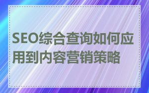 SEO综合查询如何应用到内容营销策略