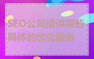 SEO公司提供哪些具体的优化服务