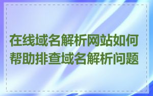 在线域名解析网站如何帮助排查域名解析问题