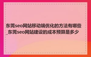 东莞seo网站移动端优化的方法有哪些_东莞seo网站建设的成本预算是多少