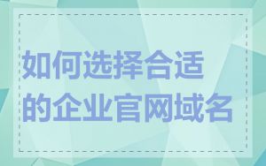 如何选择合适的企业官网域名