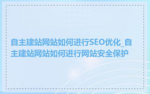 自主建站网站如何进行SEO优化_自主建站网站如何进行网站安全保护