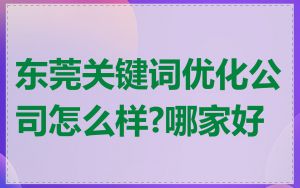 东莞关键词优化公司怎么样?哪家好