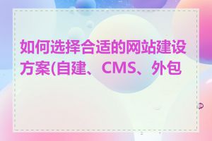 如何选择合适的网站建设方案(自建、CMS、外包)