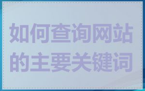 如何查询网站的主要关键词