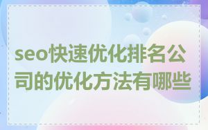 seo快速优化排名公司的优化方法有哪些