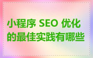 小程序 SEO 优化的最佳实践有哪些