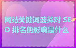 网站关键词选择对 SEO 排名的影响是什么
