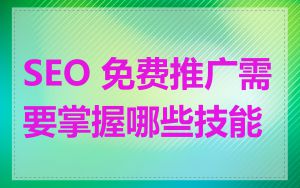 SEO 免费推广需要掌握哪些技能