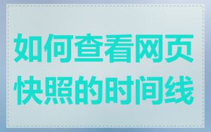 如何查看网页快照的时间线