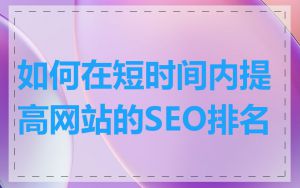如何在短时间内提高网站的SEO排名