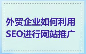 外贸企业如何利用SEO进行网站推广