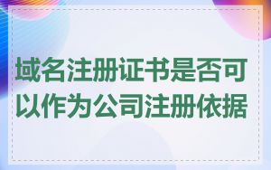 域名注册证书是否可以作为公司注册依据
