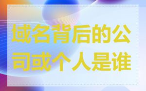 域名背后的公司或个人是谁