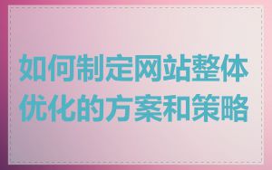 如何制定网站整体优化的方案和策略