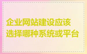 企业网站建设应该选择哪种系统或平台