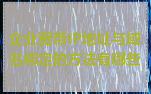 企业宽带IP地址与域名绑定的方法有哪些
