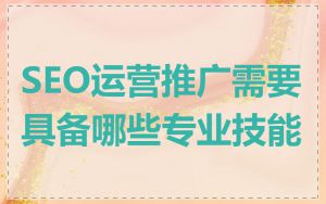 SEO运营推广需要具备哪些专业技能
