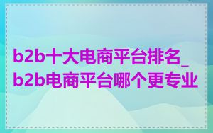 b2b十大电商平台排名_b2b电商平台哪个更专业