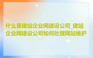 什么是建站企业网建设公司_建站企业网建设公司如何处理网站维护