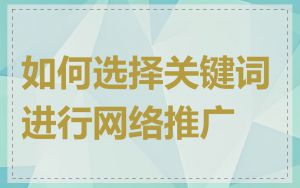 如何选择关键词进行网络推广