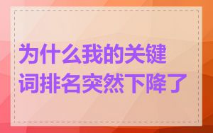 为什么我的关键词排名突然下降了