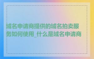域名申请商提供的域名拍卖服务如何使用_什么是域名申请商