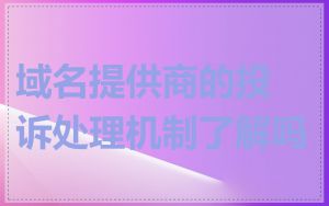 域名提供商的投诉处理机制了解吗