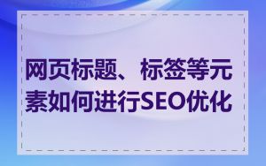 网页标题、标签等元素如何进行SEO优化