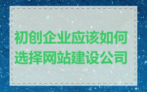 初创企业应该如何选择网站建设公司