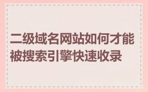 二级域名网站如何才能被搜索引擎快速收录