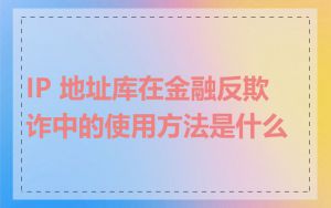 IP 地址库在金融反欺诈中的使用方法是什么