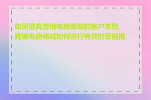 如何提高跨境电商商城的客户体验_跨境电商商城如何进行有效的营销推广