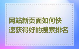 网站新页面如何快速获得好的搜索排名