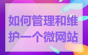 如何管理和维护一个微网站