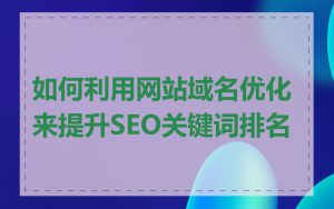 如何利用网站域名优化来提升SEO关键词排名